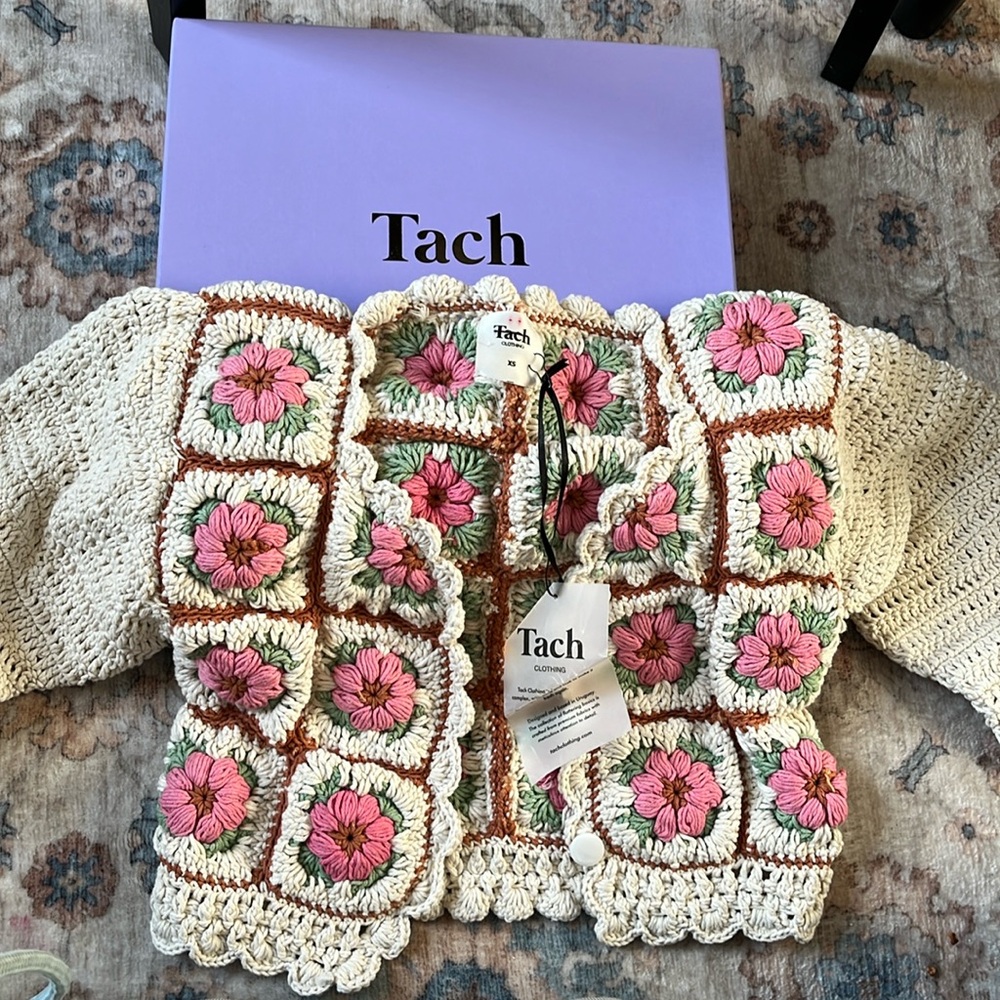 Free People Nuria Crochet Cardigan. NEW XS